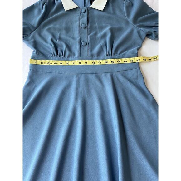 ALEXIA ADMOR Light Blue Azure Emery Midi Circle Dress Size 14 Retro Rockabilly - Picture 8 of 11